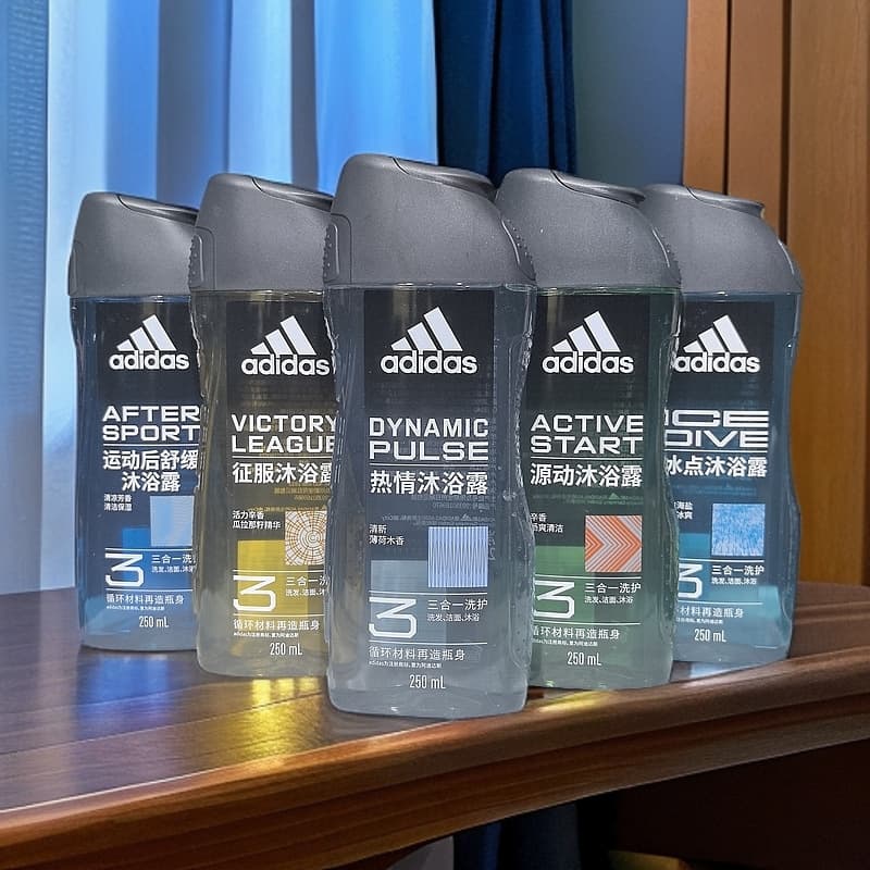Adidas 3-in-1 Shampoo, Shower Gel & Body Wash for Men - Ice Point Sports Soothing Clean Refreshing 3-in-1