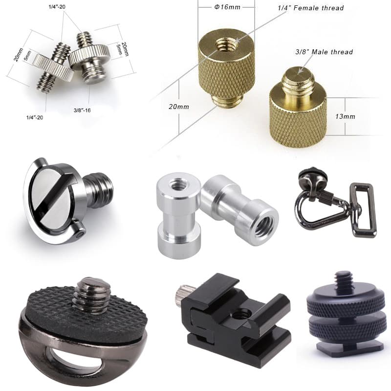 3/8 to 1/4 brass-plated adapter screw tripod adapter screw cross-border photographic equipment