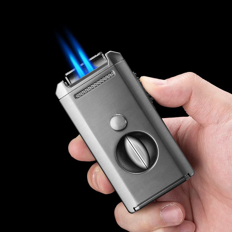 Jialong Cigar Lighter Three-In-One Multifunctional Cigar Lighter Sharp Cigar Scissors Cigar Holder