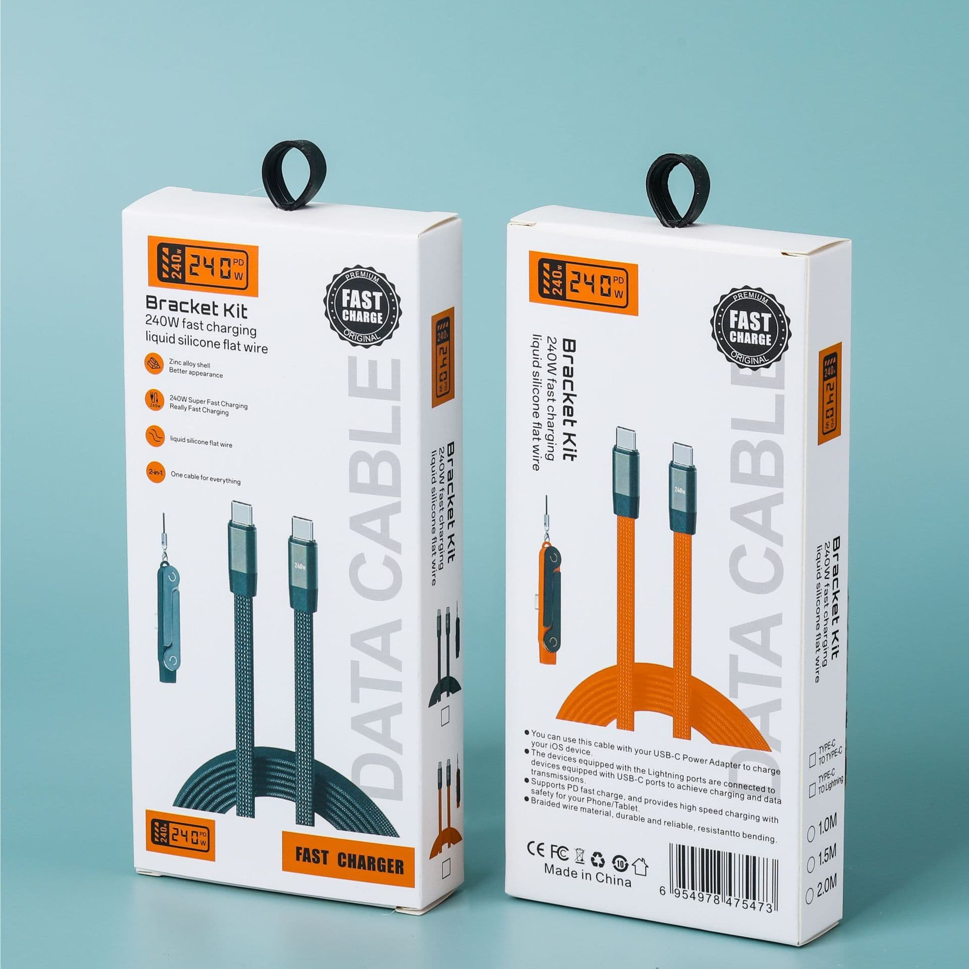 Stand Data Cable Special Packaging Box 240W Silicone One-to-Three Mecha Four-in-One Two-to-Two Charging Cable Packaging