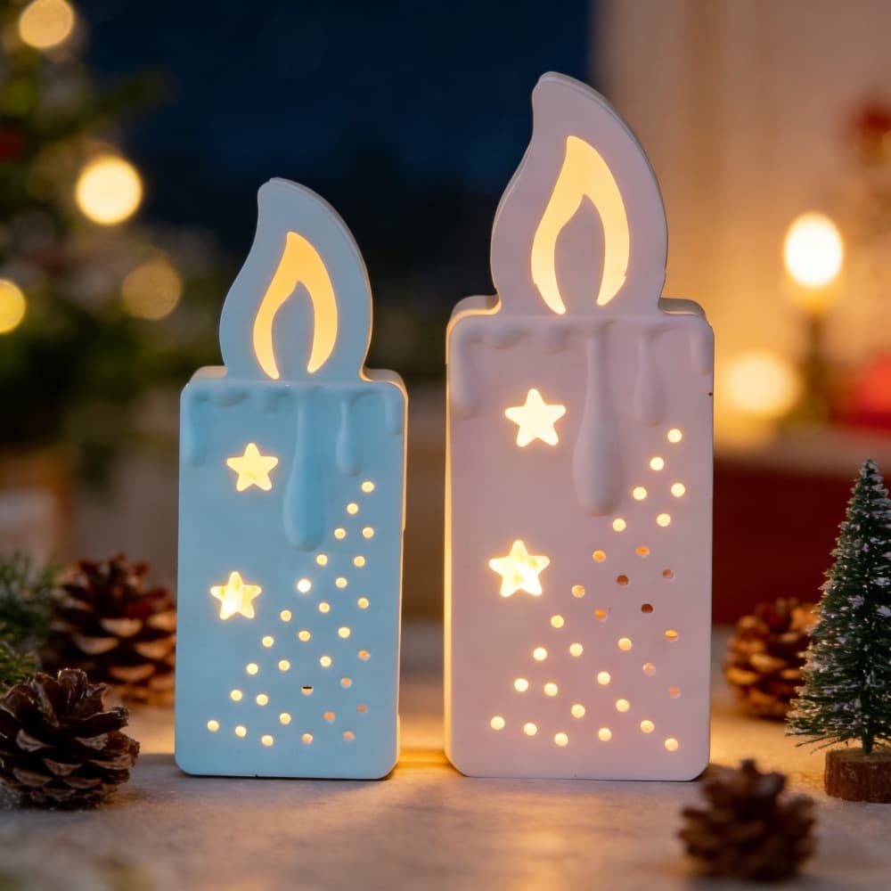 S2168+S2169 Large and Small Candle Decoration Cement Plaster Mold DIY Silicone Mold