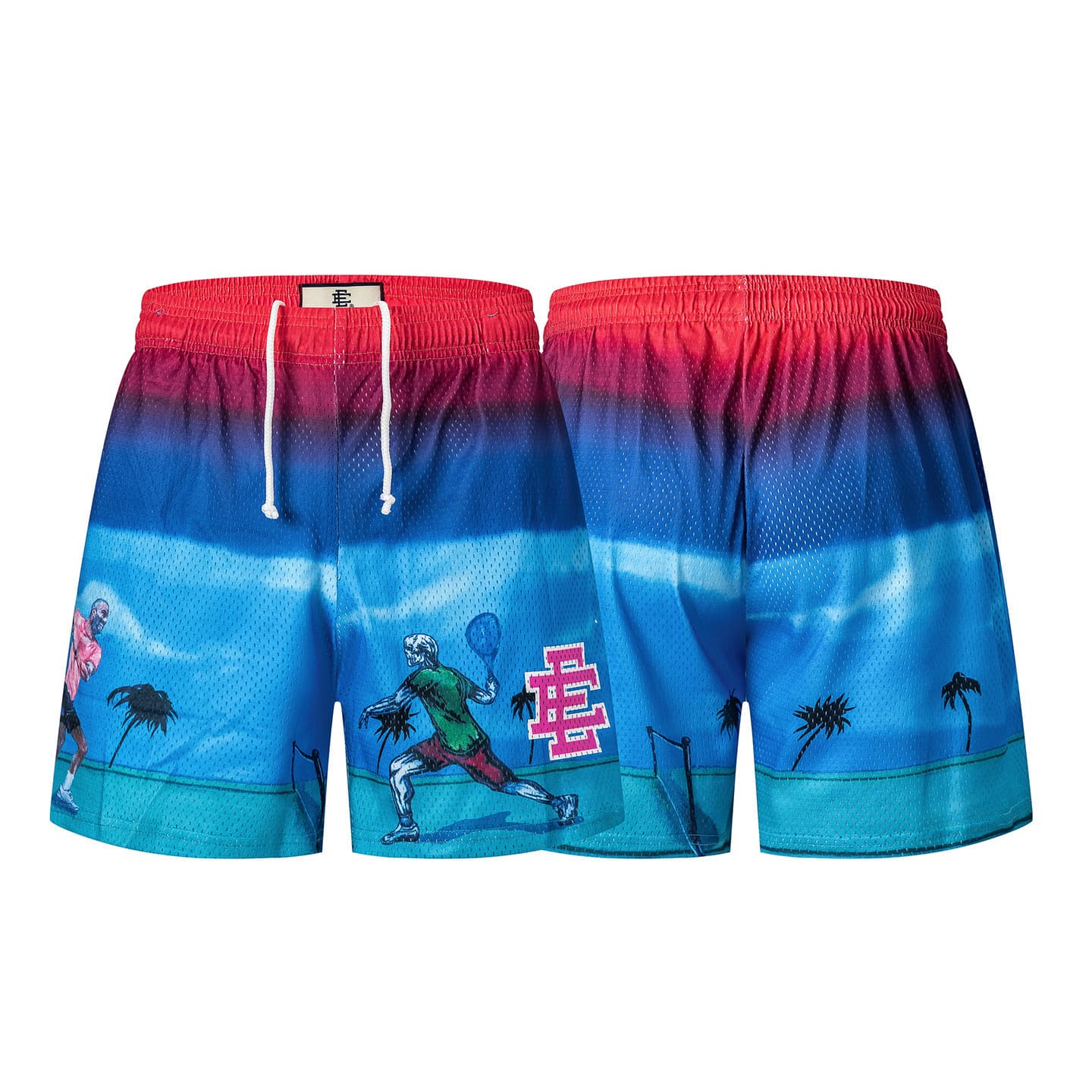2026 Spring and Summer New Er@ic E American High Street Mesh Casual Loose Beach Shorts Wholesale in One Piece