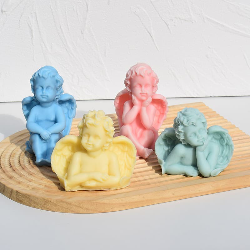 Little Angel Silicone Mold Angel Wings Aromatherapy Candle Plaster Diffuser Resin Ornament Angel Squishy Silicone Mold