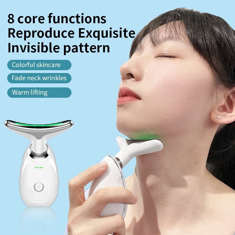 Beauty device, neck massager, photon skin rejuvenation massager, special for nasolabial folds and double chin, home use, double chin removal and neck beautifying device.