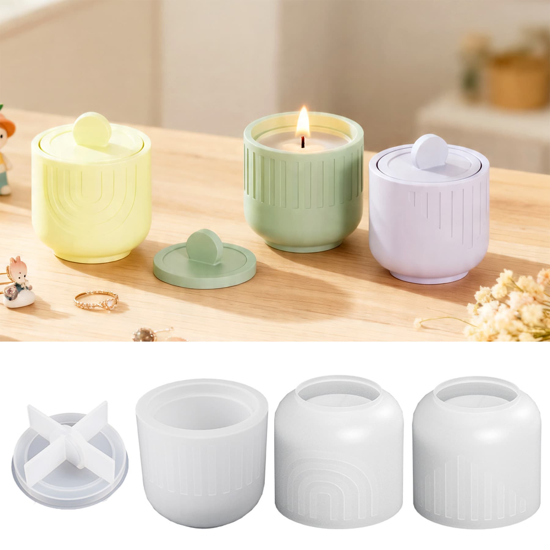 Zongbo DIY Crystal Epoxy Resin Gypsum Candle Cup Epoxy Mirror Storage Flower Pot Cement Cup Jar Silicone Mold
