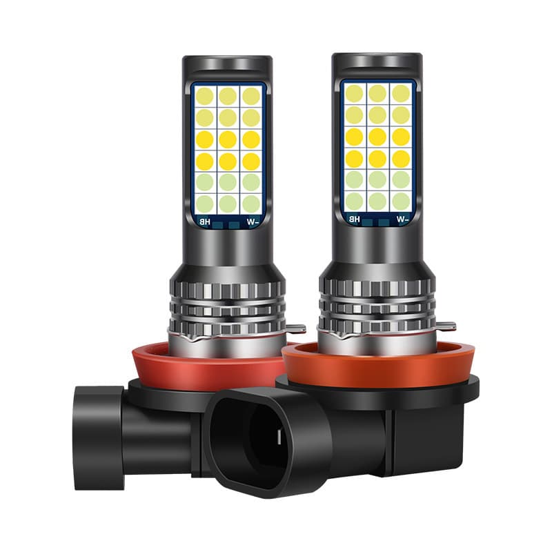 Car LED Front Fog Light Super Bright H11 9006 881 H3 H8 Modified Three-Color Strobe Laser Anti-Fog Bulb