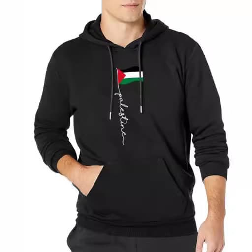 Cross-border Palestinian-Israeli themed printed sweatshirt for men autumn and winter fleece warm hoodie jacket men's casual sweatshirt clothing