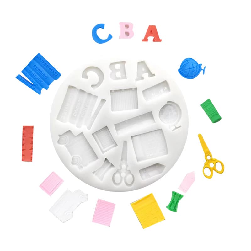 Back-to-school season stationery shape silicone mold DIY chocolate candy decoration cake baking tools resin clay