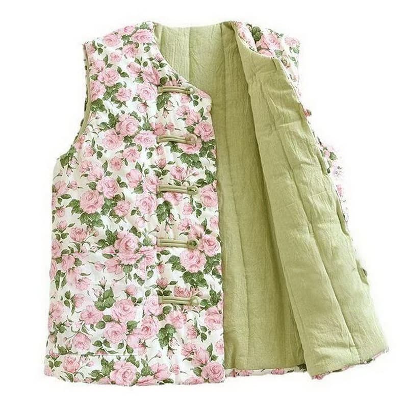 Middle-aged and elderly women's winter pure cotton vest, Chinese style mother's outfit, thickened and warm, can be worn inside or out, retro vest