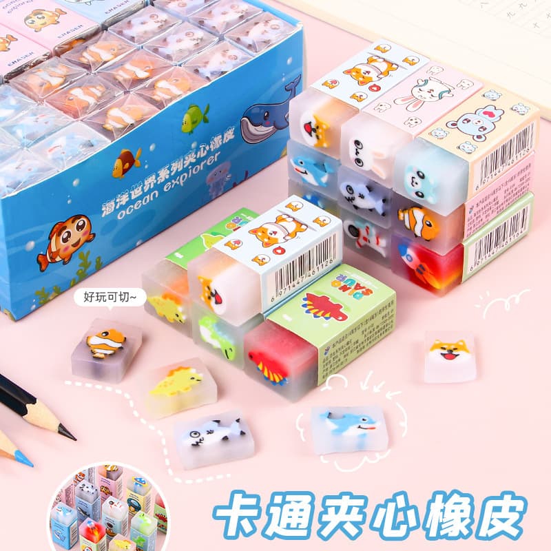 Creative Cartoon Sandwich Eraser, Clean Erasing for Elementary Students, Cute Eraser Stationery Wholesale
