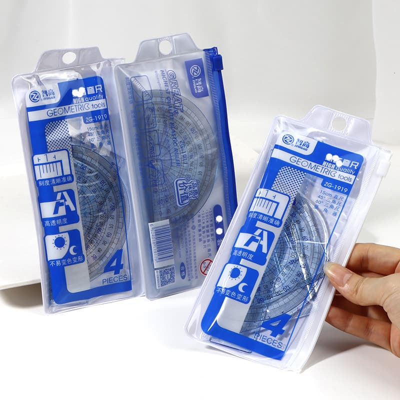 Chicco four-piece set of rulers, triangles, special exam protractors for primary and secondary school students, rulers, rulers, and rulers