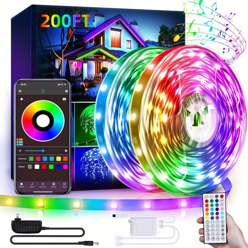 2026 New Cross-border Drop Shipping LED Strip Light 200ft 60m (2 Rolls of 30m) Power Light