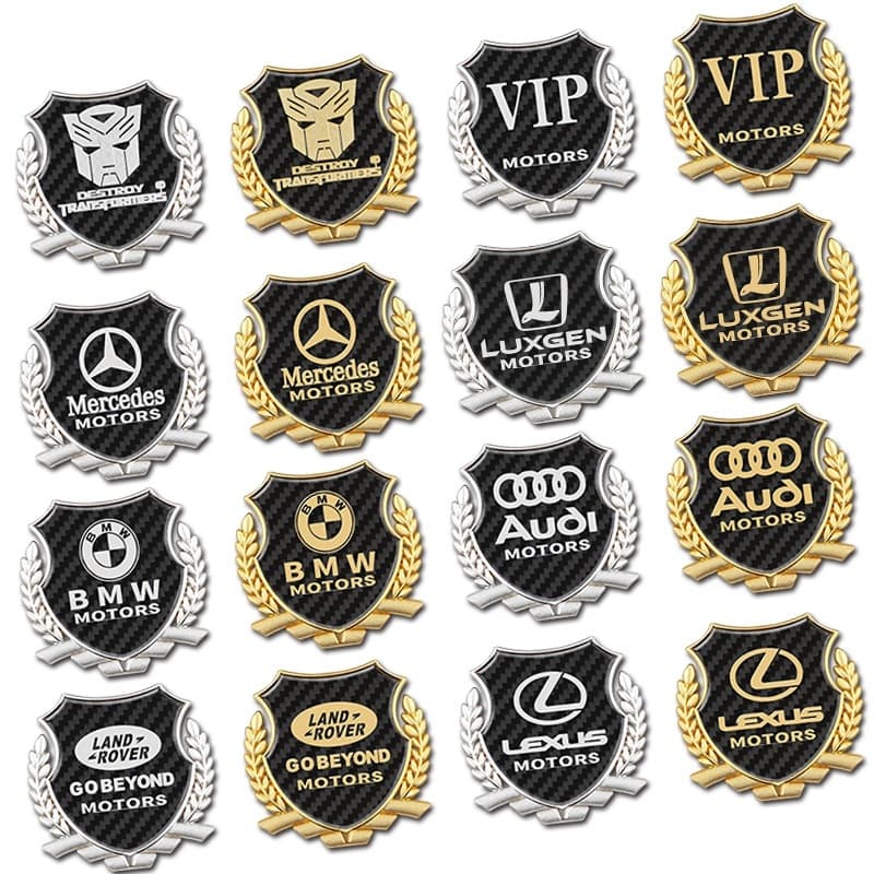 Car Side Emblem Metal Car Logo VIP Carbon Fiber Wheat Ear 3D Three-Dimensional Personalized Car Body Window Side Emblem Modification Decorative Car Sticker