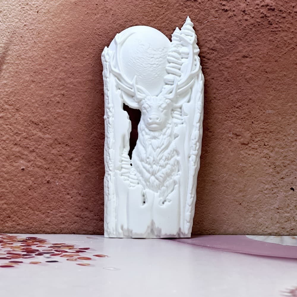 S1907 Tree Stump Elk Semi-dimensional Wall Hanging Decorative Cement Plaster Mold DIY Silicone Mold
