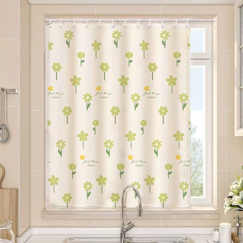 Simple curtain ring installation for semi-blackout cartoon bay windows, small short windows, rental rooms, and small household windows.