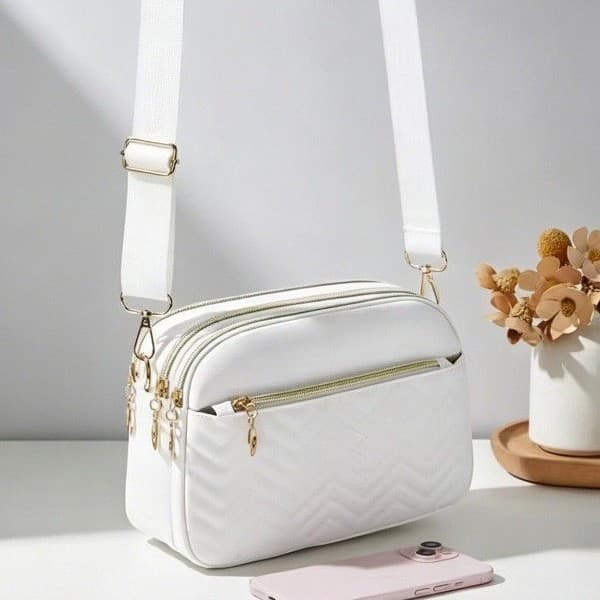 Ethnic Style Wavy Pattern Woven Patchwork Camera Mini Bag Korean Casual Wide Strap Single Shoulder Crossbody Women's Bag 1 Piece