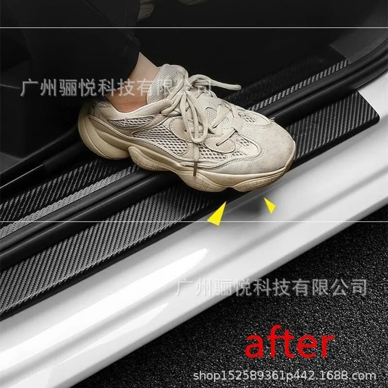 Car Door Sill Protector Strip 3D Nano Carbon Fiber Sticker Rearview Mirror Trim Scratch-Resistant Tape Waterproof Protective Film