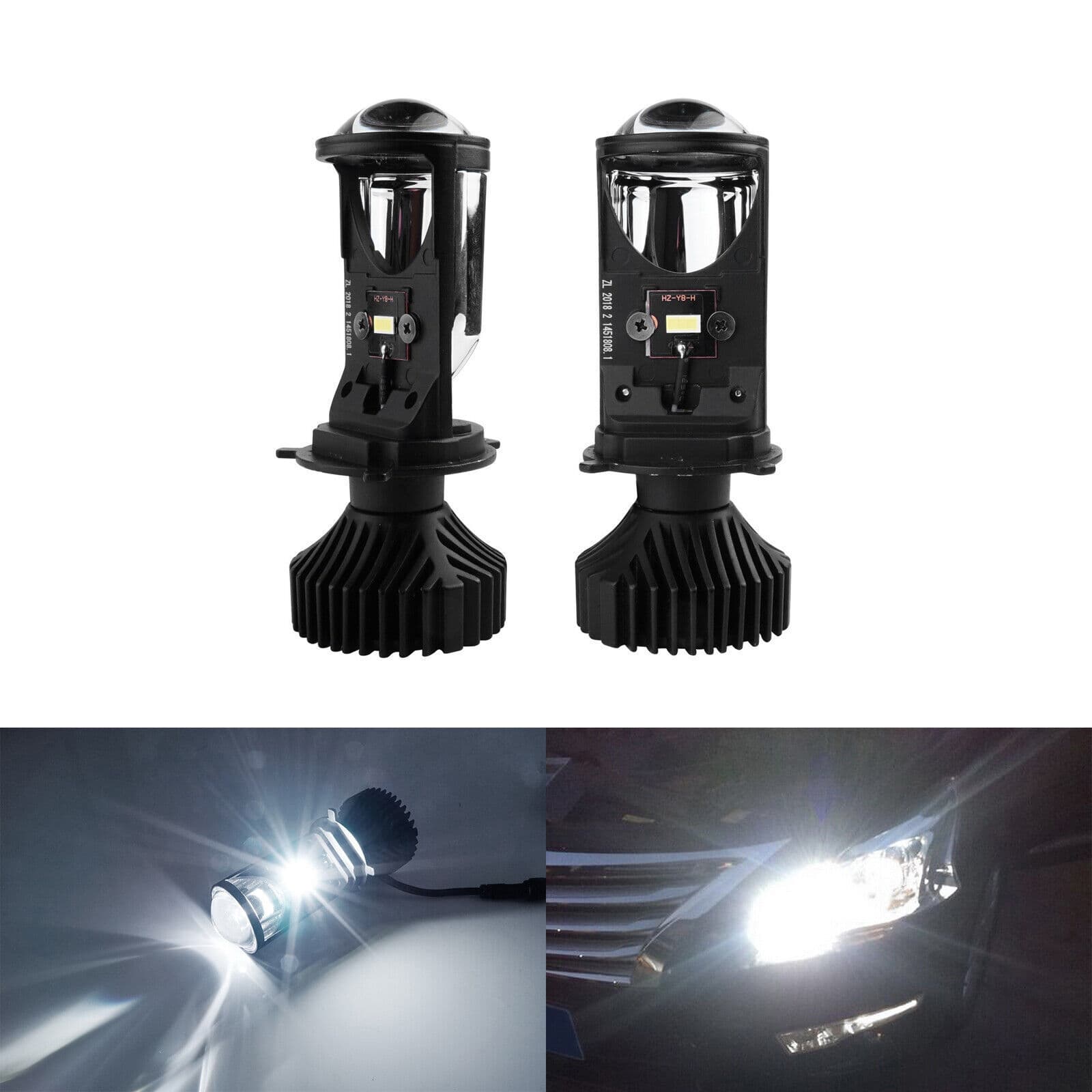 New Y6DY8Y7DH4 Lens LED Headlight Universal for Car and Motorcycle, Projector Light High/Low Beam 12-24V Universal