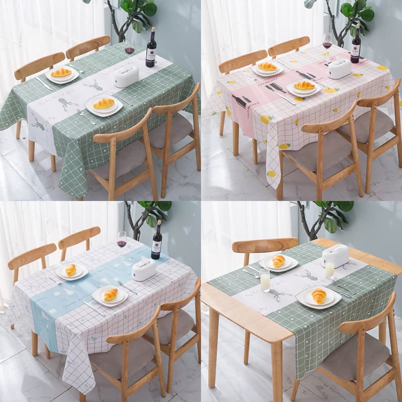Tablecloth waterproof, anti-scalding and anti-oil, no-wash PVC plastic dining table mat desk ins student fabric tablecloth Nordic coffee table