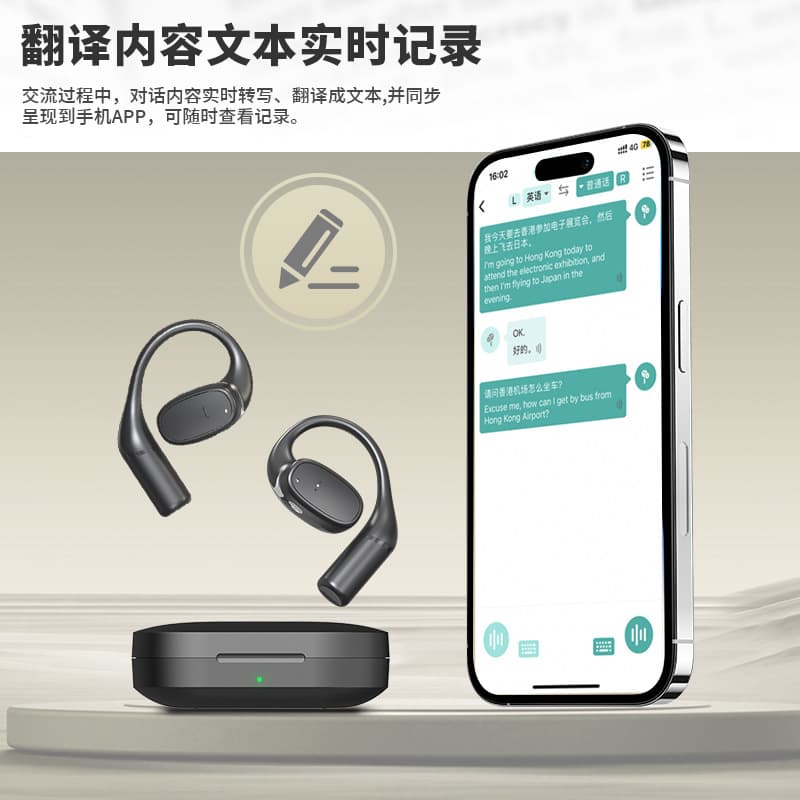 Real-time Simultaneous Translation Earbuds AI Smart Cross-border Translator Multilingual Two-way Dialogue Simultaneous