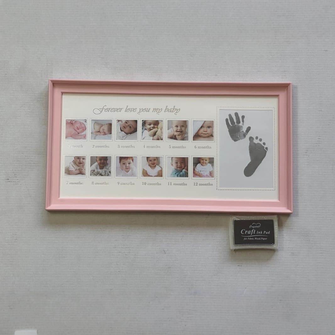 Hand and Footprint Photo Frame, Children's Growth Frame, Baby Month Record Display Stand, Newborn Photography Prop