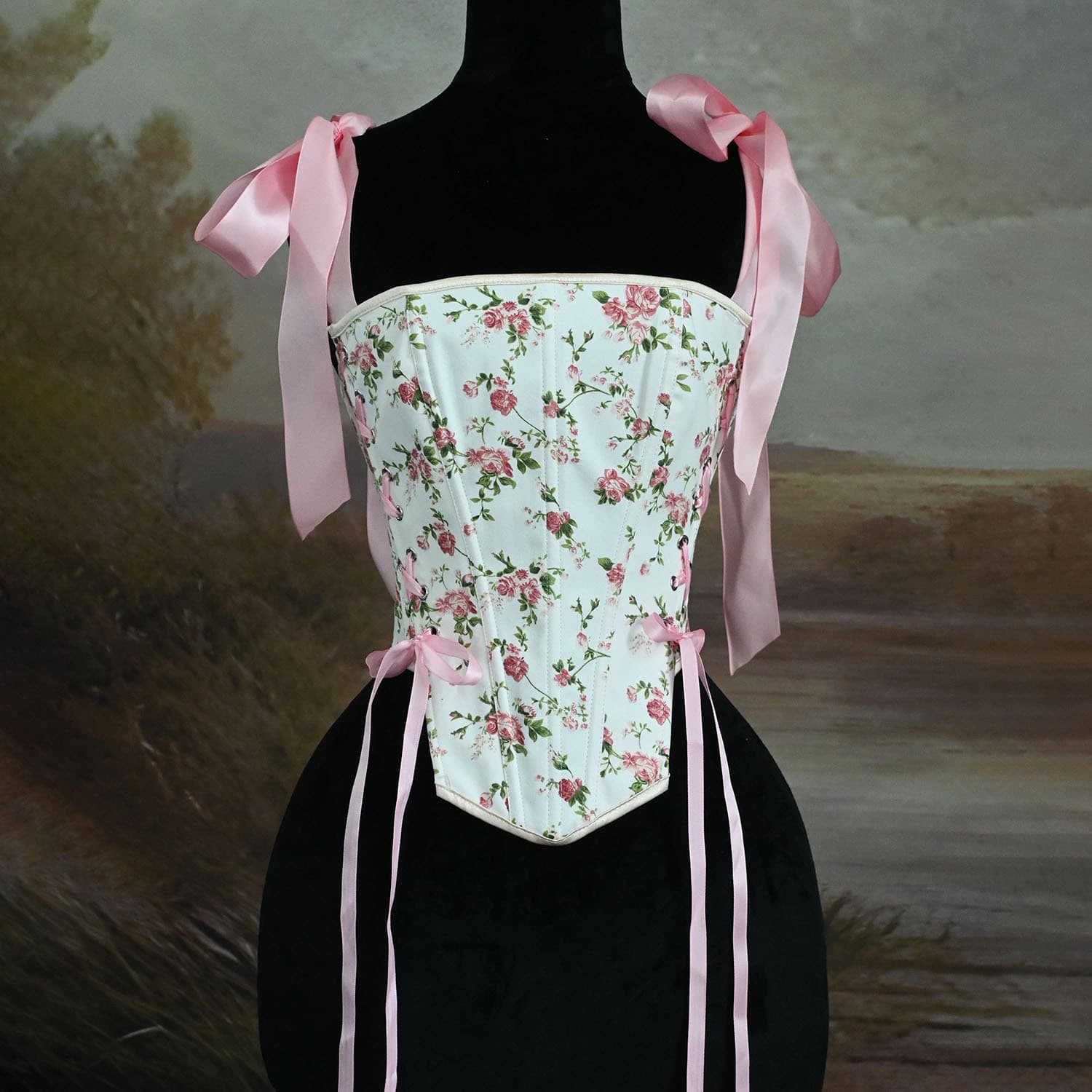 3055 New Foreign Trade Small Floral Fishbone Corset AliExpress Back Strap Corset Magnificent Pink