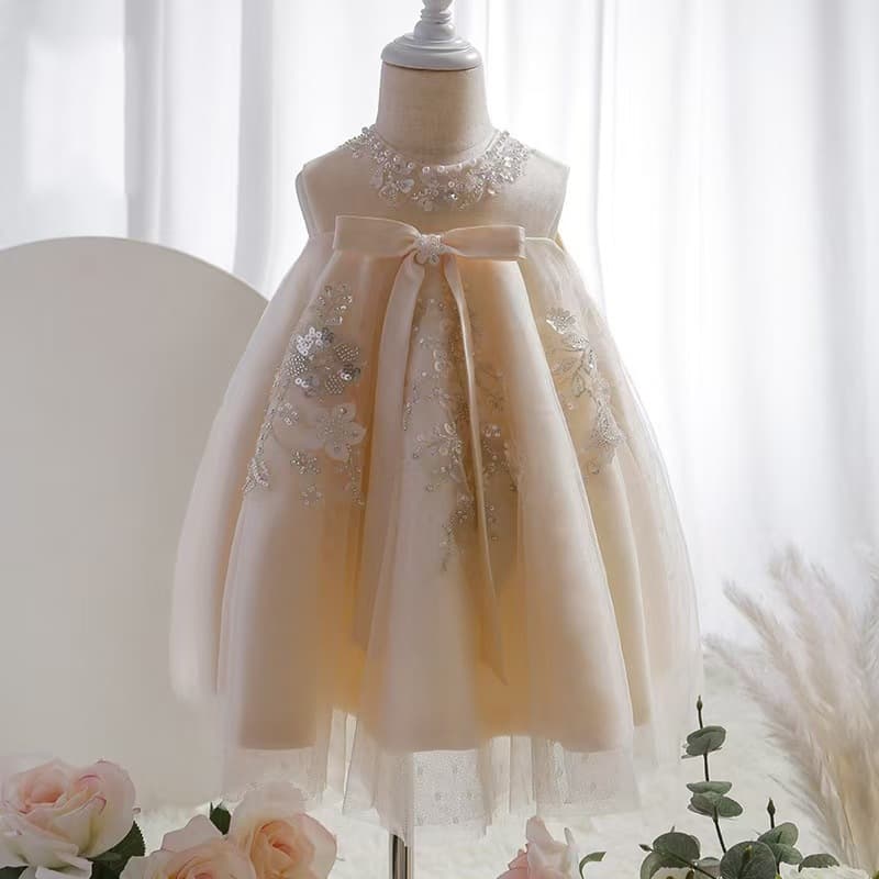 Girls Dress 2025 New Style Flower Girl Dress One-year-old Baby Girl Heavy Industry Birthday Puffy Mesh Skirt
