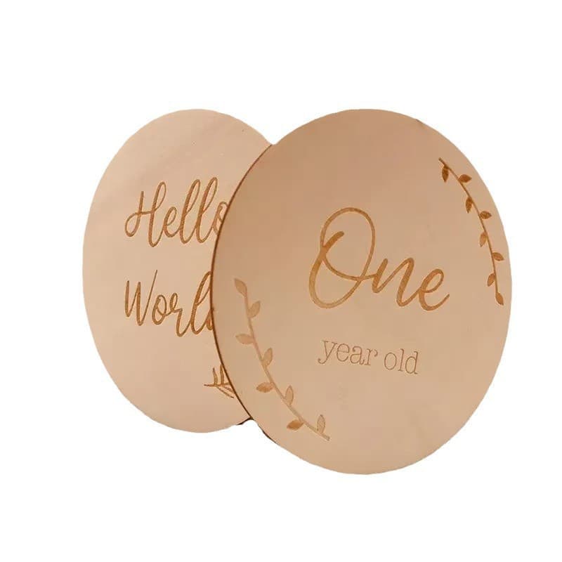 Wooden Engraved Newborn Baby Age Monthly Milestone Cards