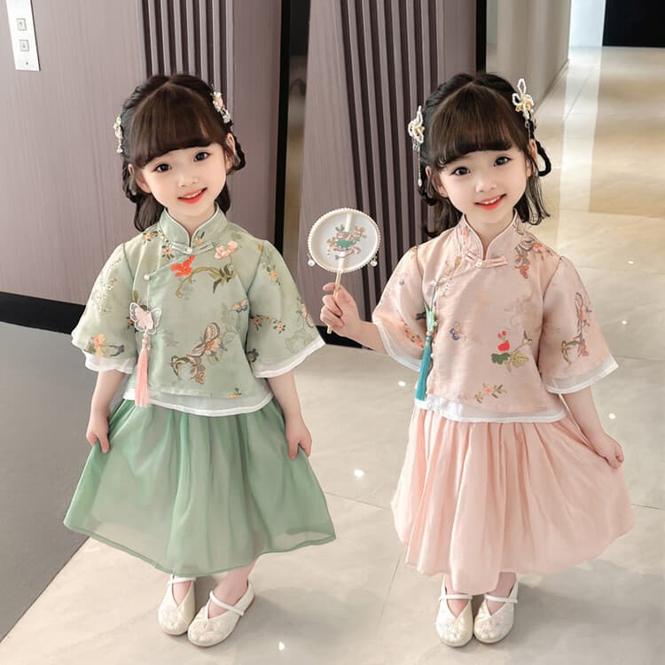 Hanfu Set for Girls, Summer New Style Tang Suit, New Chinese-style Summer Outfit, Children's Chinese-style Ethereal Ancient Hanfu