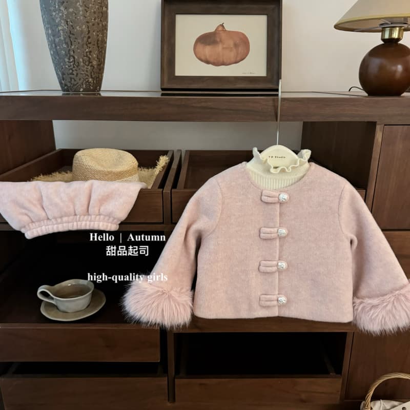 [Dessert Cheese] Sweet Girl! Autumn/Winter Baby Girl Small Fragrance Style Fuzzy Cuff Jacket Chic Thickened Half Skirt Set