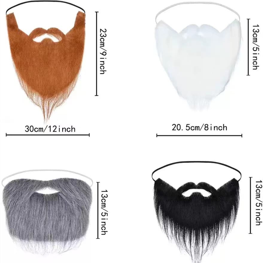 Amazon Halloween Beard Santa Claus Big Beard White Long Hair Black Big Beard Party Beard Dress up