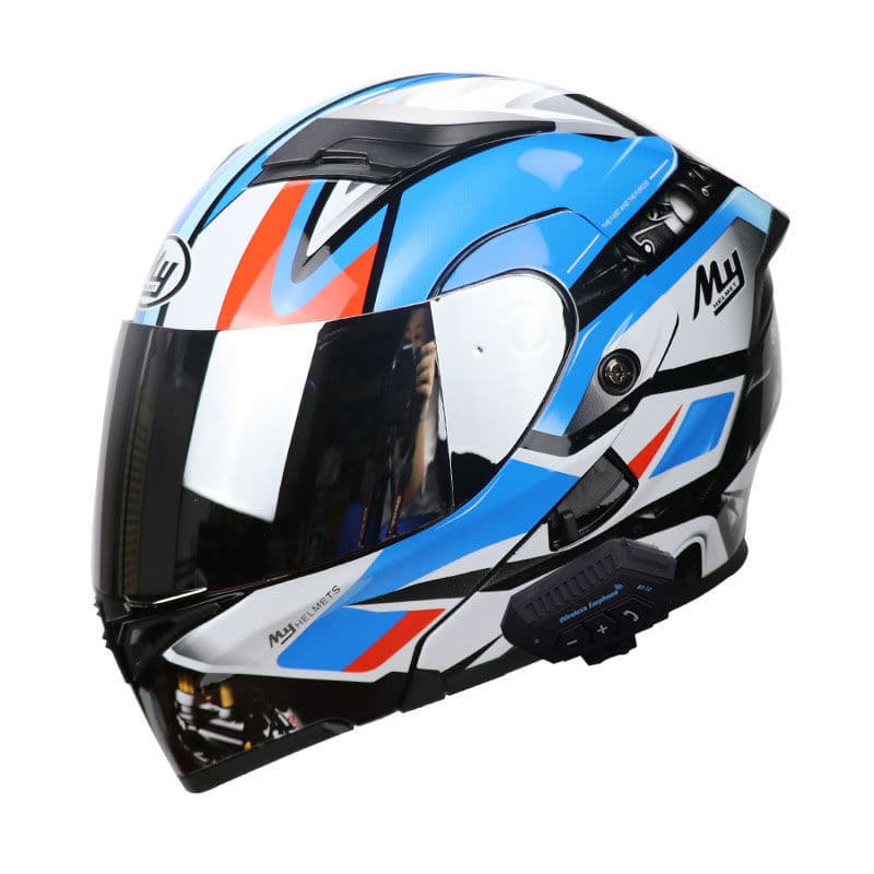 MY Motorcycle Flip-Up Helmet with Dual Visors, Bluetooth Compatible, Full Face, Electric Bike, Motorcycle, All-Season Winter Warmth