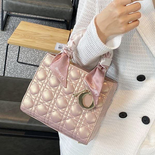 Genuine Leather Diamond Quilted Fashion Trendy Lady Dior Bag Small Square Bag Women 2026 New High-End Versatile Handheld Crossbody Bag