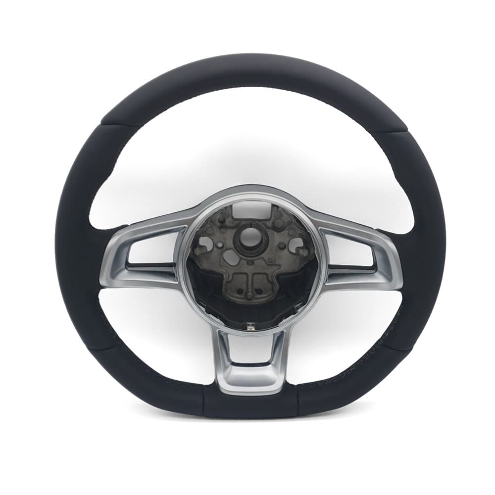 For Golf 7 GTI Hollow Button Frame Genuine Leather Black Stitching Steering Wheel Without Buttons Without Paddles