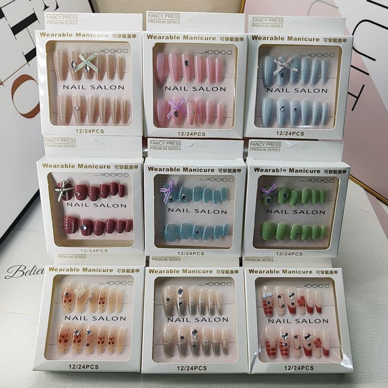 New boxed cat-eye bow nail stickers, 3D nail art stickers, girly wearable nail art tools