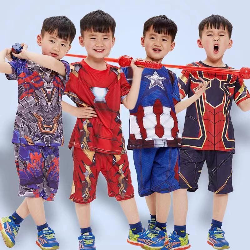 Captain America Iron Man Spider-Man Optimus Prime Short Sleeve Clothing Summer Costume Cosplay Outfit New