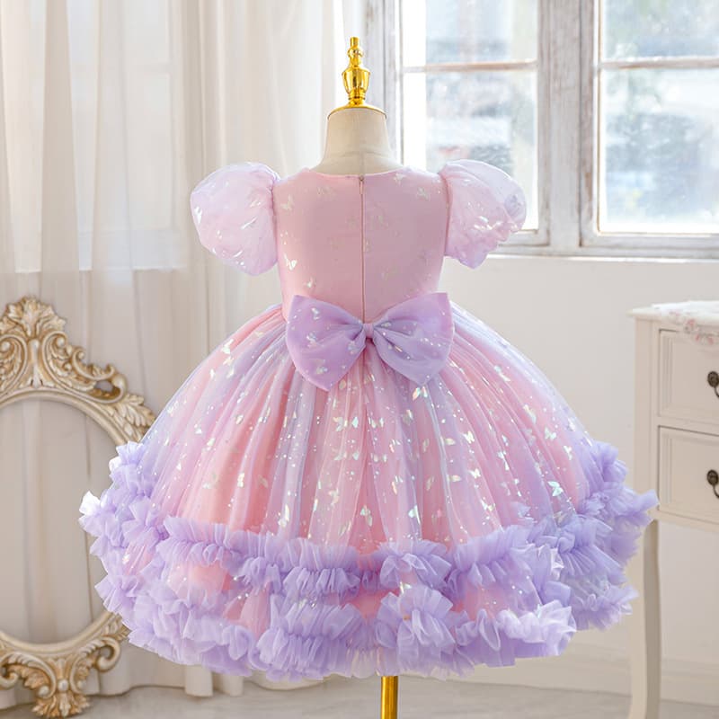Girls' Princess Dress Cross-Border Tutu Dress Short Sleeve Flower Girl Children's Evening Party Host Performance Costume