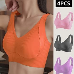 Cross-border Shein Seamless Micro-lift Soft Support Wide Strap Bra for Women, Big Bust Minimizer, Wire-free Push-up Plus Size