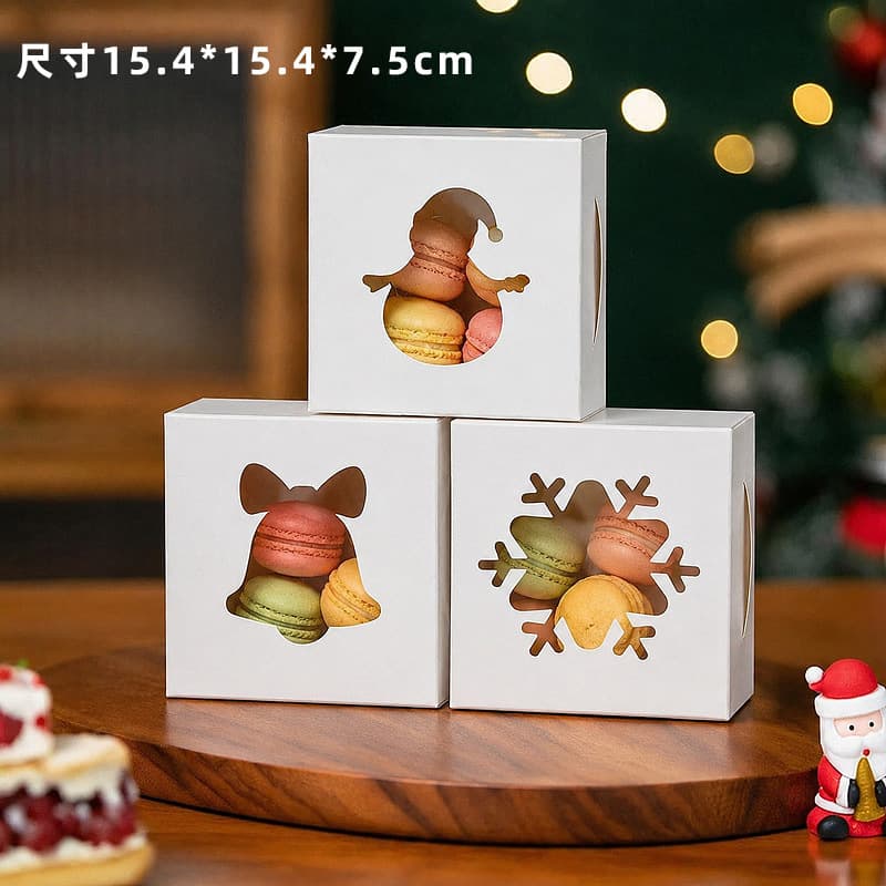Christmas Macaron Packaging Box Pastry Box Cake Box Window Transparent Mousse Dessert Egg Tart Box In Stock