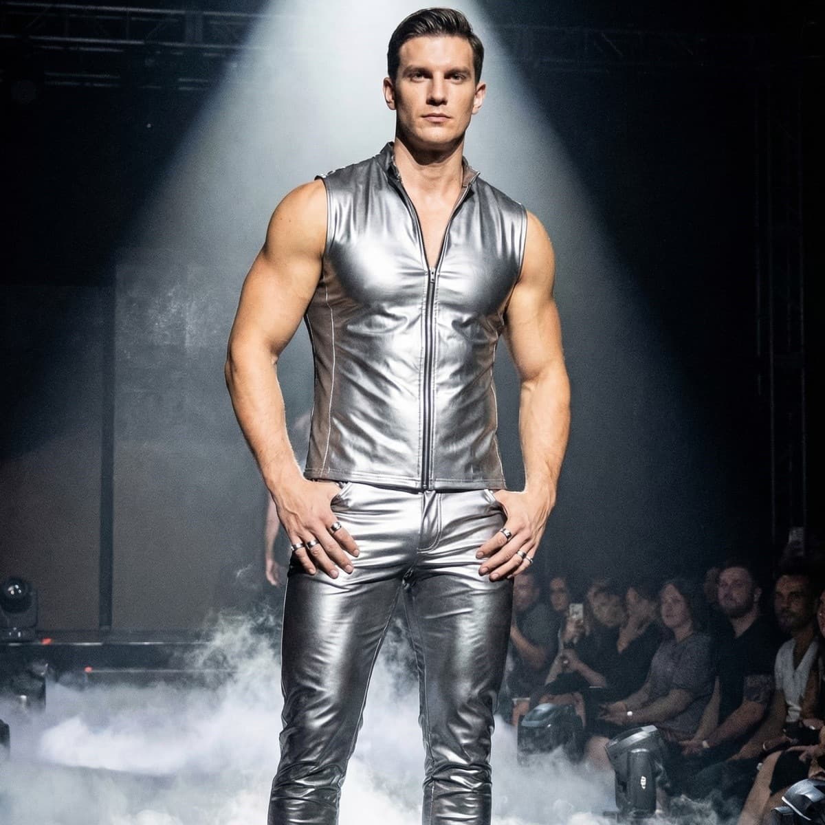 Meise Mirror PU Patent Leather Vest NB78 Casual Fashion Nightclub Runway Performance Stage Sleeveless Patent Leather Vest