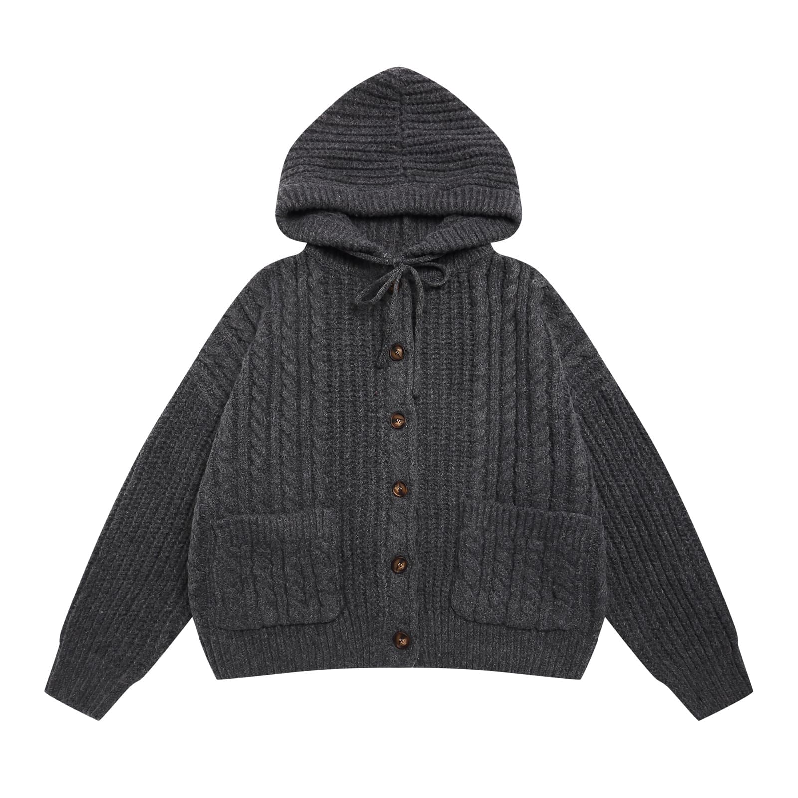 Japanese Retro Lace-Up Hooded Cardigan Sweater for Men and Women, New Autumn/Winter Style, Loose Fit, Versatile, Casual Knit Coat