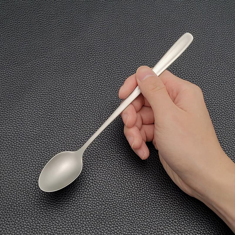 304 Stainless Steel Titanium Purified Spoon Restaurant Long Handle Pointed Ice Spoon Western Dessert Spoon Home Stirring Spoon Mug