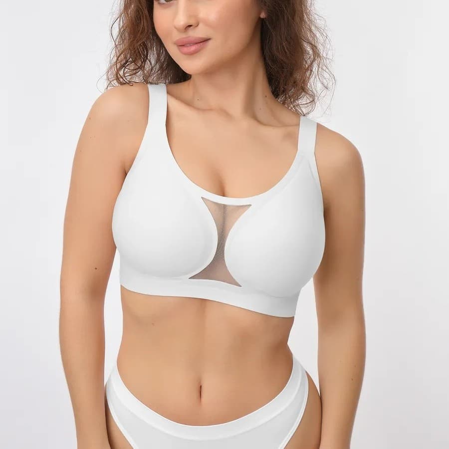 Export Cross-Border Supply Mesh Large Size Seamless Jelly Bra Full Cup Comfortable Underwear
