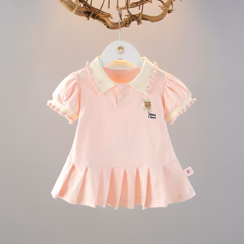 New Children's Polo Dress, Preppy Princess Dress, Short Sleeve Dress for Girls, Summer Style, Trendy Baby Dress