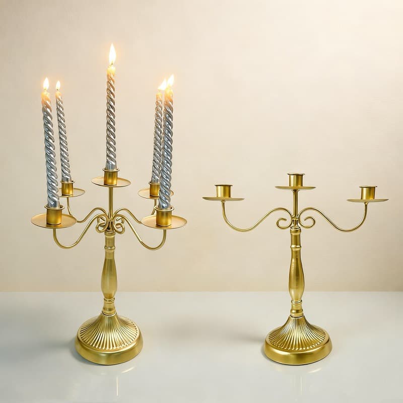 European retro candlestick table center decoration metal candle holder romantic candlelight dinner golden candle cup