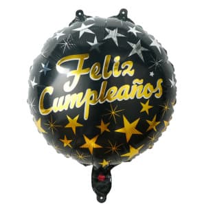 Clearance Sale 18inch Spanish Happy Birthday Round Aluminum Foil Balloons New Year Scene Decoration Heart-Shaped Helium Balloons Wholesale