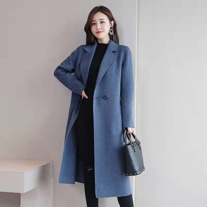 2025 Spring and Autumn New Woolen Wool Coat Women's Medium Long Woolen Coat Jacket Slim Woolen