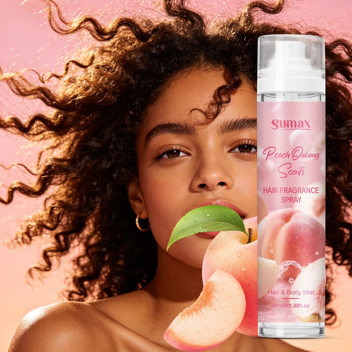 SUMAX cross-border export exclusively for English packaging 100ml white cap transparent bottle peach oolong hair spray