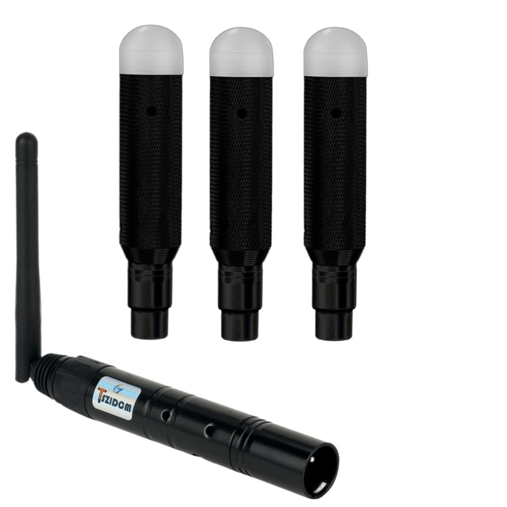 Black Wireless 2.4G DMX512 Transmitter Stage Light Receiver DMX512 Lighting Device Transceiver Stainless Steel Material