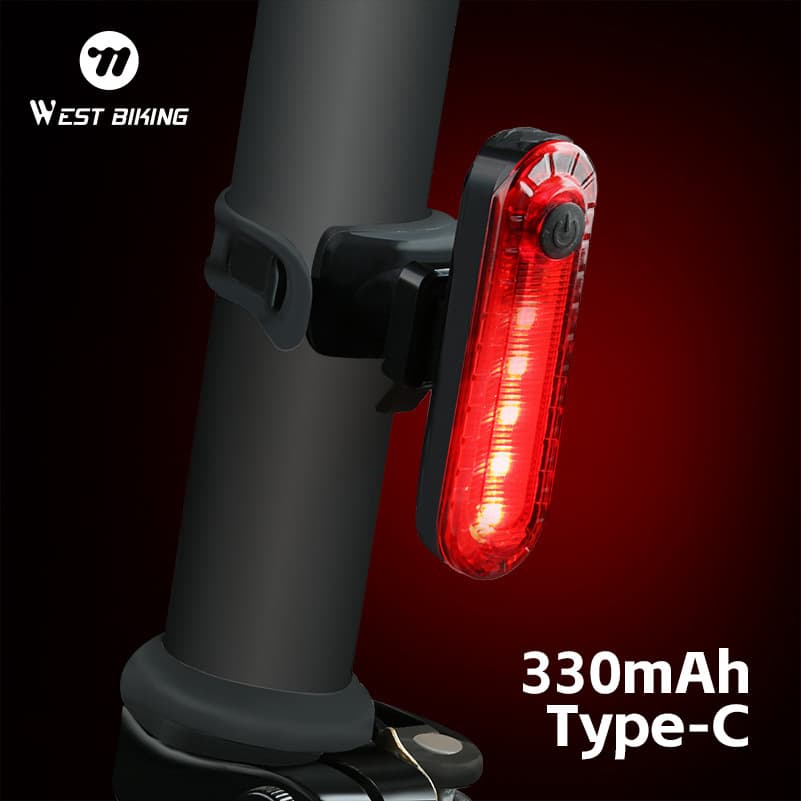 WEST BIKING bicycle lights, night rear warning taillights, mountain bike Type-C rechargeable night riding equipment